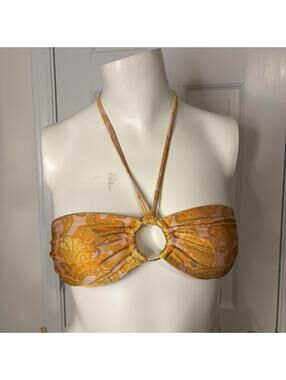 Minkpink XS NWT Yellow Paisley Bikini Top
